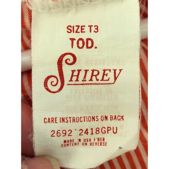 1980s Shirey Toddler Kimono Bathrobe 3T Red White Striped Made in USA - Picture 4 of 6